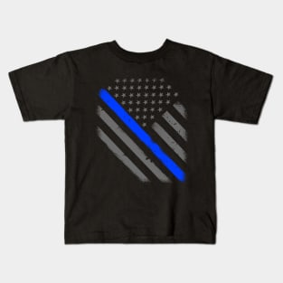 Thin Blue Line American Flag Kids T-Shirt